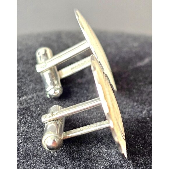 Ridley MCM Silver Cufflinks Tie Tack Set Scalloped Edge Design Mens Jewelry - Picture 5 of 7